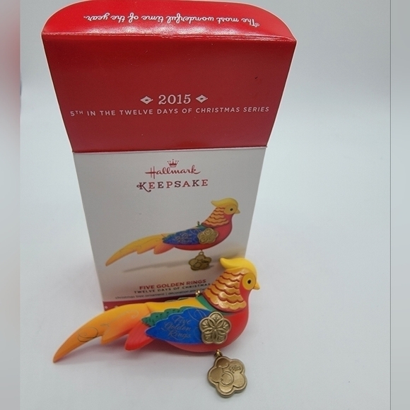𝅺HALLMARK 12 Days of Christmas Five Golden Rings Pheasant Ornament - Picture 2 of 9